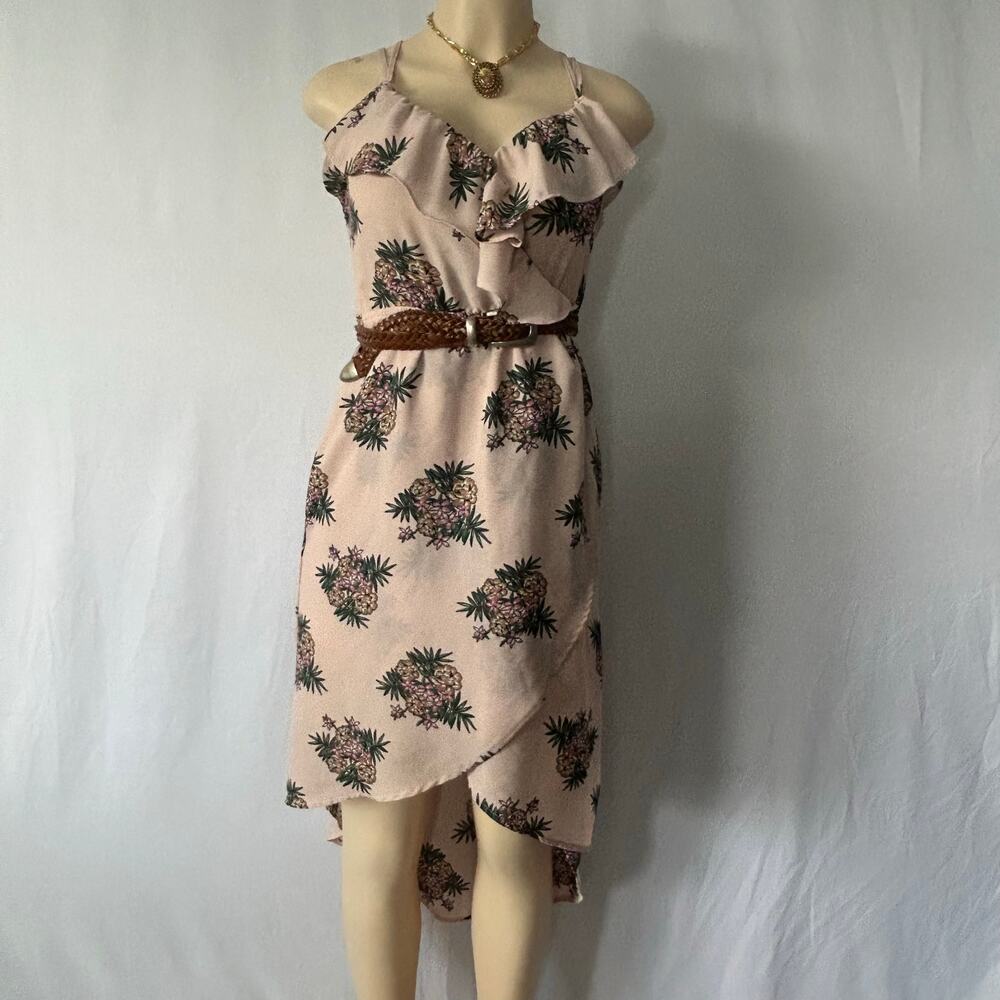 Flying Tomato Floral Asymmetrical Midi Dress Strappy Back Boho Womens S